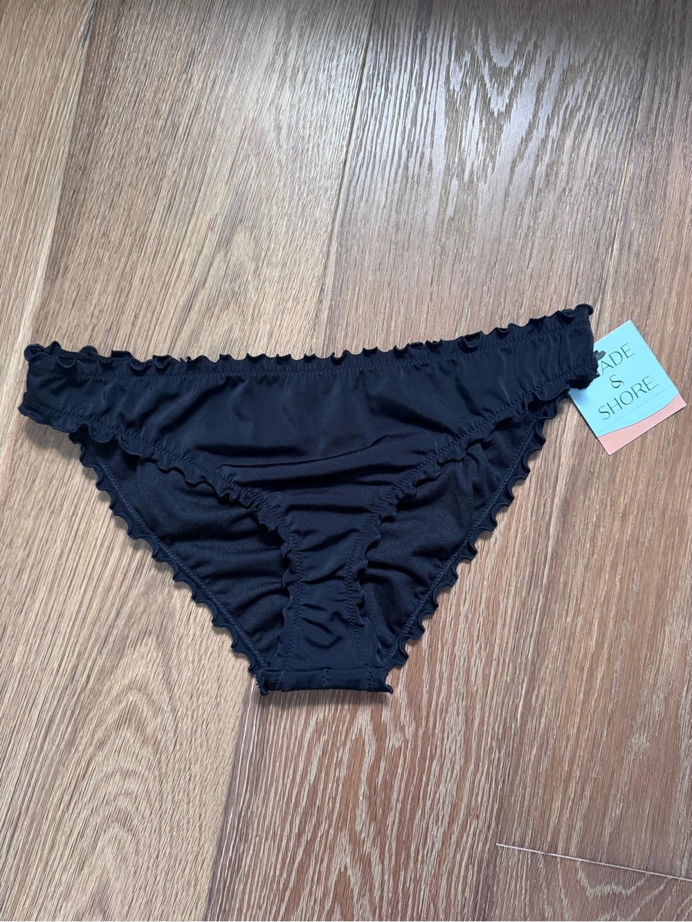 Black Ruffle Trim Bikini Bottom